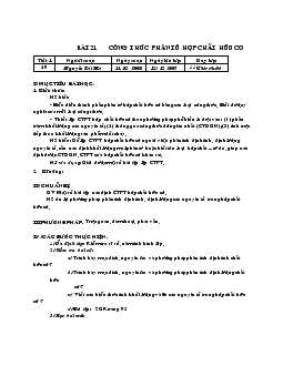 Giáo án Hóa 11 - Công thức phân tử hợp chất hữu cơ