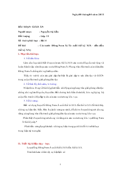 Giáo án lịch sử 11: Các nước Đông Nam Á (Từ cuối thế kỷ XIX – đến đầu thế kỷ XX)