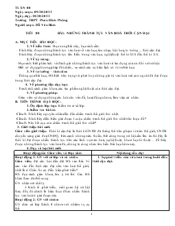 Giáo án lịch sử 11: Những thành tựu văn hoá thời cận đại