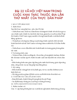 Giáo án lịch sử: Xã hội Việt Nam trong cuộc khai thác thuộc địa lần thứ nhất của thực dân pháp