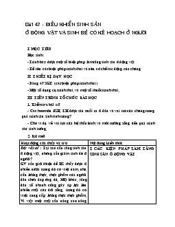 Giáo án Sinh 11 - Điểu khiển sinh sản ở động vật và sinh đẻ có kế hoạch ở người