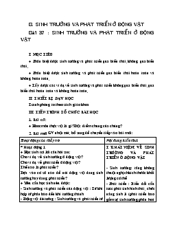 Giáo án Sinh 11 - Sinh trưởng và phát triển ở động vật