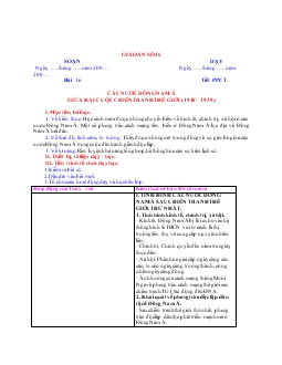 Giáo án sử 11 - Các nước Đông Nam Á giữa hai cuộc chiến tranh thế giới (1918 – 1939)