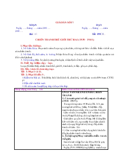 Giáo án sử 11 - Chiến tranh thế giới thứ hai (1939 – 1945)