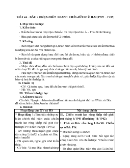 Giáo án sử 11 - Chiến tranh thế giới thứ hai (1939 – 1945) (tiết 2)