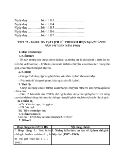 Giáo án sử 11 - Ôn tập lịch sử thế giới hiện đại (phần từ năm 1917 đến năm 1945)