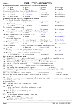 Grade 11 - Unit 12: The Asian Games
