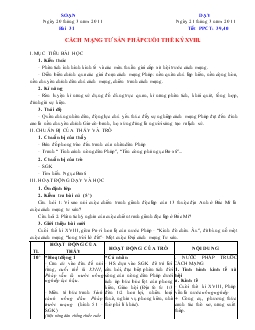 Bài giảng cách mạng tư sản Pháp cuối thế kỷ XVIII