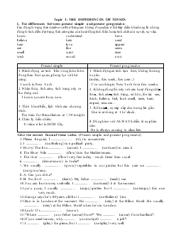 Bài giảng topic 1 the differences of tenses