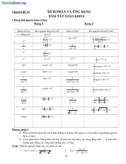 Chuyên đề 13: Tích phân và ứng dụng