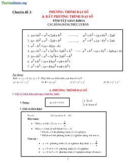 Chuyên đề Phương trình đại số và bất phương trình đại số