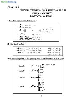 Chuyên đề Phương trình và bất phương trình chứa căn thức