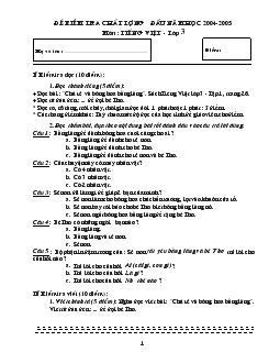 Đề kiểm tra đầu năm môn Toán-Tiếng Việt lớp 3_2003-2004