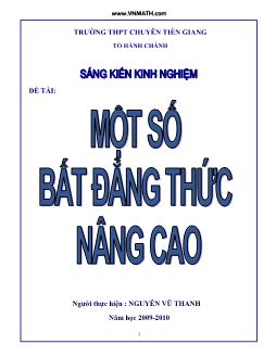 Đề tài Sáng kiến kinh nghiệm - Một số bất đẳng thức nâng cao