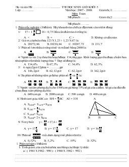 Đề thi và Đáp án Thi học sinh giỏi Toán khối 5 Học kỳ 2 (2007-2008)