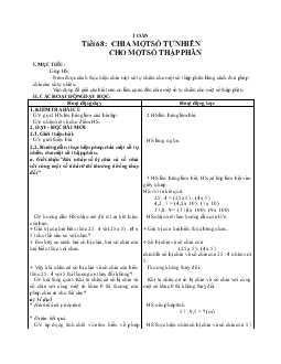 Giáo án Chia một số tự nhiên cho một số thập phân