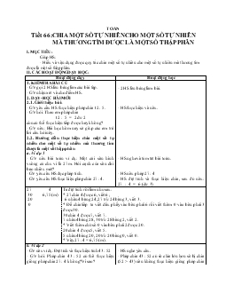 Giáo án Chia một số tự nhiên cho một số tự nhiên mà thương tìm được là một số thập phân