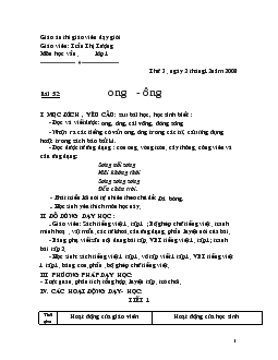 Giáo án Học vần Lớp 1 - Bài 52: ong, ông