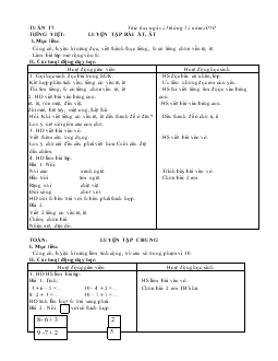 Giáo án lớp 1 - Tiếng Việt (Tuần 17): Luyện tập bài ăt, ât