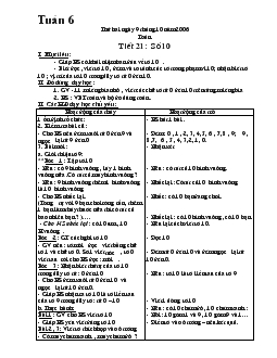 Giáo án lớp 1 - Tuần 6 (Tiết 21 - số 10) môn Toán
