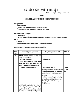 Giáo án Mĩ thuật Lớp 1