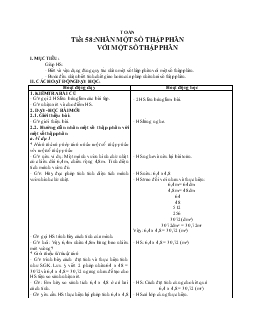 Giáo án Nhân một số thập phân với một số thập phân