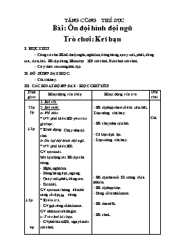 Giáo án Tăng cường thể dục Bài- Ôn đội hình đội ngũ