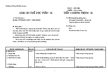 Giáo án Thể dục Lớp 1 - Kỳ 1