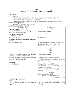 Giáo án Tổng nhiều số thập phân