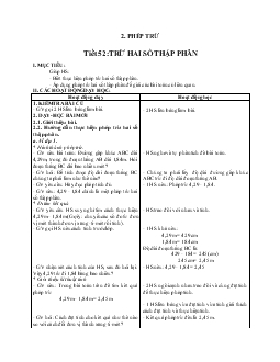 Giáo án Trừ hai số thập phân