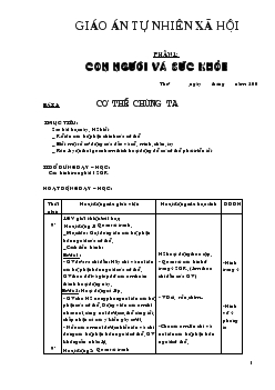 Giáo án Tự nhiên xã hội Lớp 1