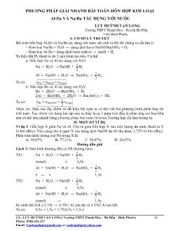 Phương pháp giải nhanh bài toán hỗn hợp kim loại Al-Zn và Na-Ba tác dụng với nước