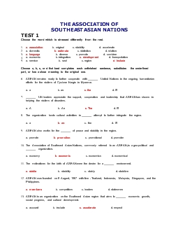 Tiếng anh 12 - The association of southeast asian nations
