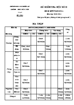Đề kiểm tra học kỳ 2 môn Ngữ văn Lớp 6 - Trường THCS Bắc Sơn