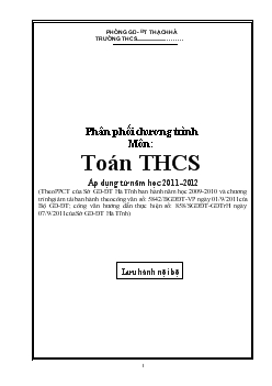 Phân phối chương trình môn Toán THCS (áp dụng từ năm học 2011-2012)