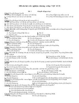 200 Câu hỏi trắc nghiệm Vật lý 8 - Chương cơ học