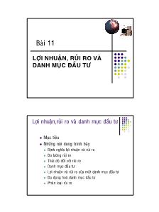 Bài giảng Lợi nhuận, rủi ro và danh mục đầu tư