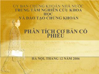 Bài giảng Phân tích cơ bản cổ phiếu