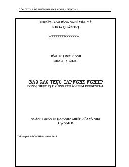 Báo cáo Thực tập tại công ty bảo hiểm Prudential