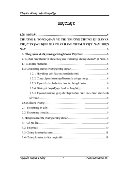 Chuyên đề Định giá công ty trên thị trường chứng khoán Việt Nam tại thời điểm phát hành thêm, áp dụng cho công ty dược Hậu Giang