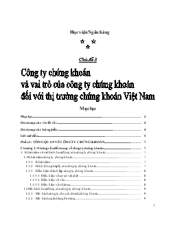 Đề tài Công ty chứng khoán và vai trò của công ty chứng khoán đối với thị trường chứng khoán Việt Nam