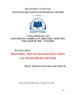 Đề tài Franchise và một số giải pháp phát triển tại Thành phố Hồ Chí Minh