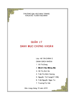 Đề tài Quản lý danh mục chứng khoán