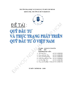 Đề tài Quỹ đầu tư và thực trạng phát triển quỹ đầu tư ở Việt Nam
