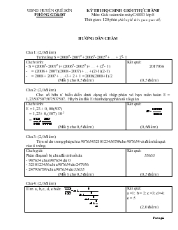 Đề thi học sinh giỏi thực hành giải toán trên máy Casio Lớp 8