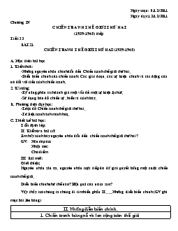 Giáo án Lịch sử 8 - Bài 21: Chiến tranh thế giới thứ hai (1939-1945)