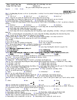 Kiểm tra học kì 1 môn Vật lí 8 - Trường THCS Thái Xuyên