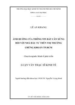 Luận văn Ảnh hưởng của thông tin bất cân xứng đối với nhà đầu tư trên thị trường chứng khoán TP HCM