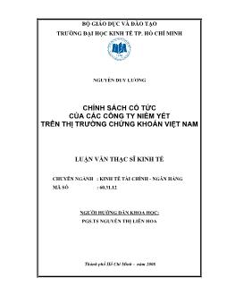 Luận văn Chính sách cổ tức của các công ty niêm yết trên thị trường chứng khoán Việt Nam