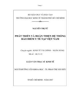 Luận văn Phát triển và hoàn thiện hệ thống bảo hiểm y tế tại Việt Nam